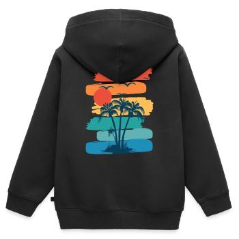 Sommerstrände - Kinder Premium Organic Zip Hoodie - Schwarz - Hinten - AI Model Kid Male (0cm)