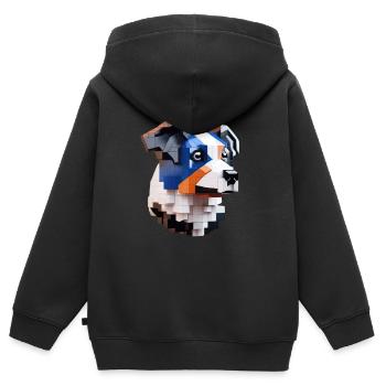 border collie art - Sweat Premium à capuche zippé enfant bio - noir - Dos - AI Model Kid Male (0cm)