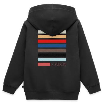 All the Colours - London - Kids Premium Organic Zip-up Hoodie - black - Back - AI Model Kid Male (0cm)