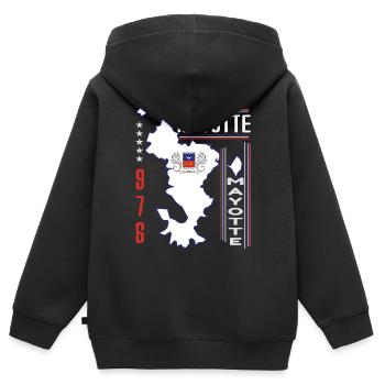 Geschenkidee Grafikdesign Karte von Mayotte 976 - Kinder Premium Organic Zip Hoodie - Schwarz - Hinten - AI Model Kid Male (0cm)