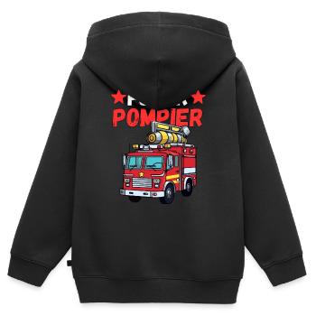 Futur Pompier - Sweat Premium à capuche zippé enfant bio - noir - Dos - AI Model Kid Male (0cm)