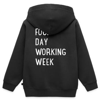 Semaine de travail de quatre jours - Sweat Premium à capuche zippé enfant bio - noir - Dos - AI Model Kid Male (0cm)