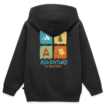 L’aventure vous attend - Sweat Premium à capuche zippé enfant bio - noir - Dos - AI Model Kid Male (0cm)