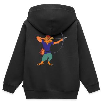 Archer aigle - Sweat Premium à capuche zippé enfant bio - noir - Dos - AI Model Kid Male (0cm)