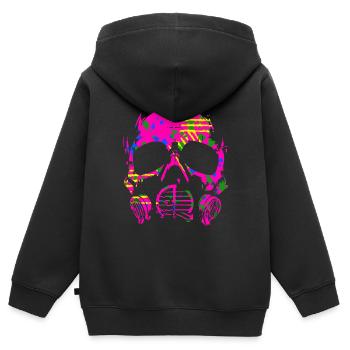 Regenbogen Pink Camo Gasmaske - Kinder Premium Organic Zip Hoodie - Schwarz - Hinten - AI Model Kid Male (0cm)