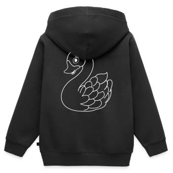 cygne - Sweat Premium à capuche zippé enfant bio - noir - Dos - AI Model Kid Male (0cm)