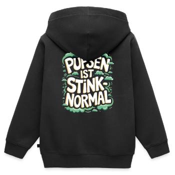 Furzen Spruch Pupsen Stinken Furz Geschenk - Kinder Premium Organic Zip Hoodie - Schwarz - Hinten - AI Model Kid Male (0cm)