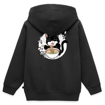 Cat Ramen Noodle Japanese Anime Manga Ramen Kawaii - Kinder Premium Organic Zip Hoodie - Schwarz - Hinten - AI Model Kid Male (0cm)