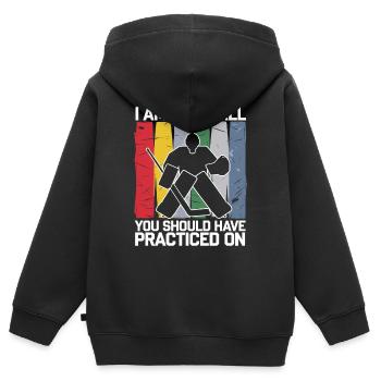 Must-Have für den stolzen Eishockey-Torhüter - Kinder Premium Organic Zip Hoodie - Schwarz - Hinten - AI Model Kid Male (0cm)