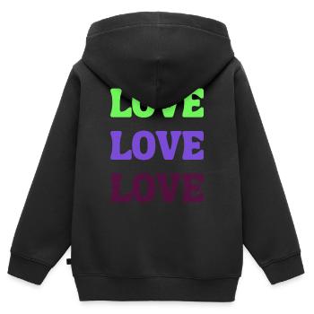 Love Love Love - Kinder Premium Organic Zip Hoodie - Schwarz - Hinten - AI Model Kid Male (0cm)