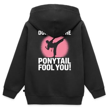 Karaté avec détermination - Sweat Premium à capuche zippé enfant bio - noir - Dos - AI Model Kid Male (0cm)