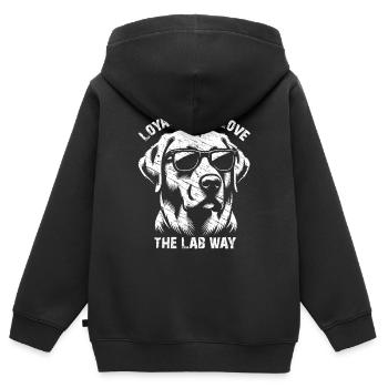 Labrador Retriever Loyalität Familienfreund - Kinder Premium Organic Zip Hoodie - Schwarz - Hinten - AI Model Kid Male (0cm)