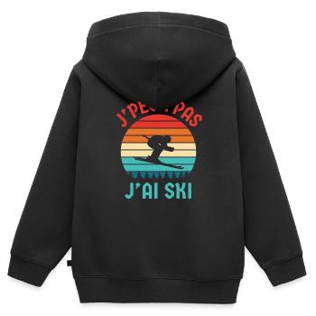 Je peux pas j ai ski - Sweat Premium à capuche zippé enfant bio - noir - Dos - AI Model Kid Male (0cm)