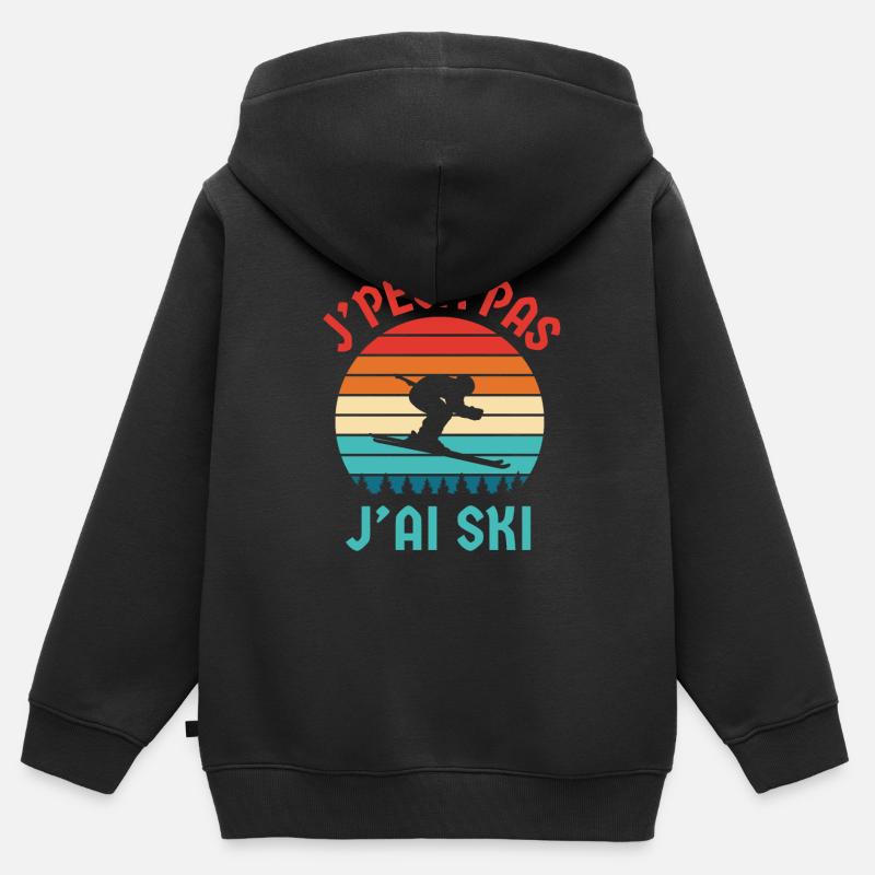 Je peux pas j ai ski - Sweat Premium à capuche zippé enfant bio - noir