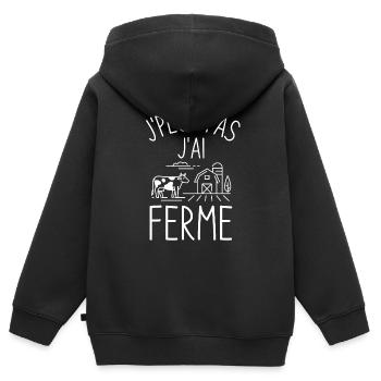 Fermier fermière agricole - Sweat Premium à capuche zippé enfant bio - noir - Dos - AI Model Kid Male (0cm)