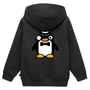 Pingouin Gentleman Sir M. Monocle Haut de Forme - Sweat Premium à capuche zippé enfant bio - noir - Dos - AI Model Kid Male (0cm)