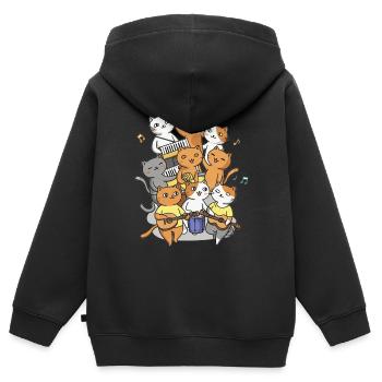 Glückliche Katzen, die ein Geräusch von sich geben - Kinder Premium Organic Zip Hoodie - Schwarz - Hinten - AI Model Kid Male (0cm)