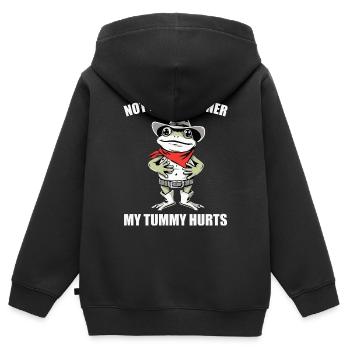 Nicht jetzt Partner Mein Bauch tut weh | Cowboy Frosch Lustig - Kinder Premium Organic Zip Hoodie - Schwarz - Hinten - AI Model Kid Male (0cm)