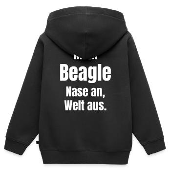 Mein Beagle Nase an Welt aus - Kinder Premium Organic Zip Hoodie - Schwarz - Hinten - AI Model Kid Male (0cm)
