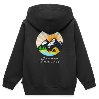 Camping-Abenteuer - Kinder Premium Organic Zip Hoodie - Schwarz - Hinten - AI Model Kid Male (0cm)