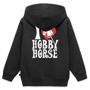 J’aime hobby cheval - Coeur - Hobby - Sweat Premium à capuche zippé enfant bio - noir - Dos - AI Model Kid Male (0cm)