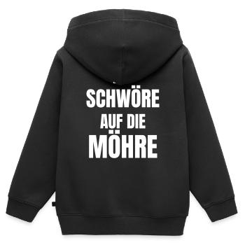 Ich schwöre auf die Möhre. - Kinder Premium Organic Zip Hoodie - Schwarz - Hinten - AI Model Kid Male (0cm)