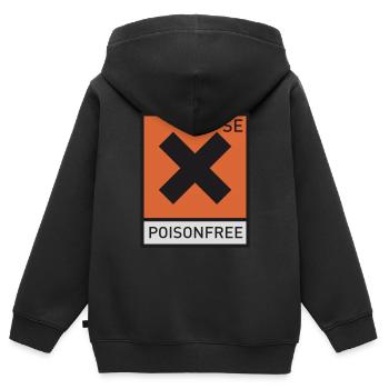 Poisonfree SE X - Kinder Premium Organic Zip Hoodie - Schwarz - Hinten - AI Model Kid Male (0cm)