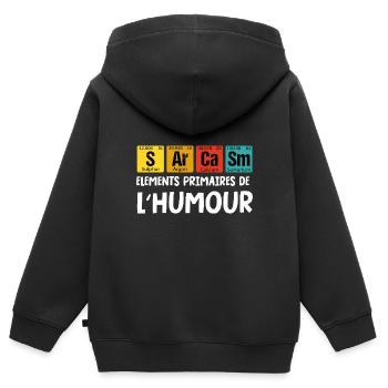 sarcasme - Sweat Premium à capuche zippé enfant bio - noir - Dos - AI Model Kid Male (0cm)