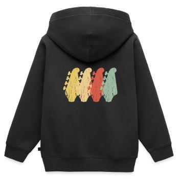 Manches de guitare basse électrique vintage - Sweat Premium à capuche zippé enfant bio - noir - Dos - AI Model Kid Male (0cm)