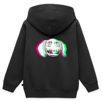 EDM - Hund - Glitch Rave Style - Kinder Premium Organic Zip Hoodie - Schwarz - Hinten - AI Model Kid Male (0cm)