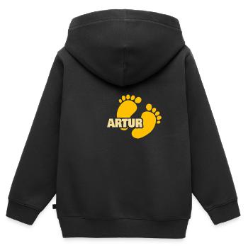 Geschenk für Artur - Kinder Premium Organic Zip Hoodie - Schwarz - Hinten - AI Model Kid Male (0cm)