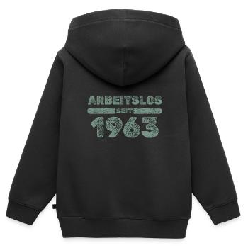 Arbeitslos seit 1963 - Kinder Premium Organic Zip Hoodie - Schwarz - Hinten - AI Model Kid Male (0cm)