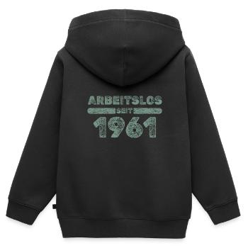 61er - Kinder Premium Organic Zip Hoodie - Schwarz - Hinten - AI Model Kid Male (0cm)