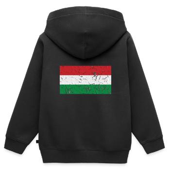 Ungarn - Kinder Premium Organic Zip Hoodie - Schwarz - Hinten - AI Model Kid Male (0cm)
