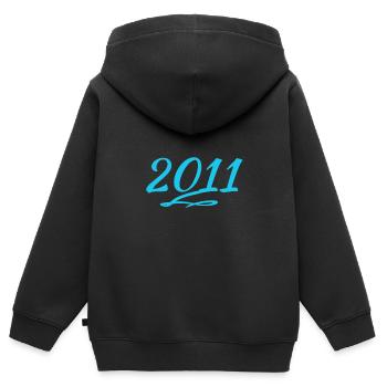 2011 - Kinder Premium Organic Zip Hoodie - Schwarz - Hinten - AI Model Kid Male (0cm)