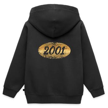 2001 - Kinder Premium Organic Zip Hoodie - Schwarz - Hinten - AI Model Kid Male (0cm)