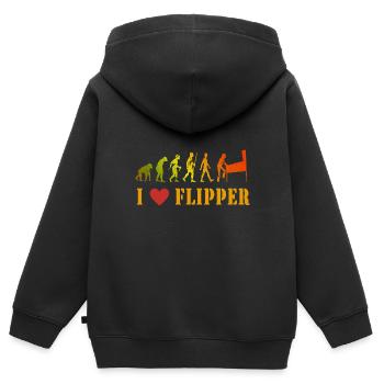 Ich liebe Flipper - Kinder Premium Organic Zip Hoodie - Schwarz - Hinten - AI Model Kid Male (0cm)