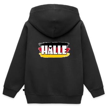 Hall, Ville, Allemagne, Drapeau - Sweat Premium à capuche zippé enfant bio - noir - Dos - AI Model Kid Male (0cm)