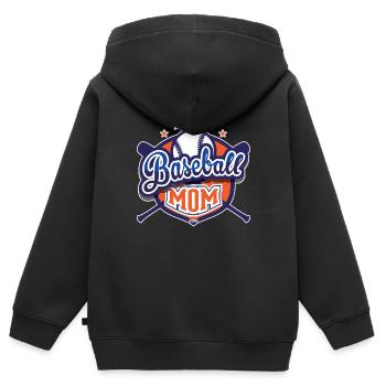 Maman de baseball - Sweat Premium à capuche zippé enfant bio - noir - Dos - AI Model Kid Male (0cm)