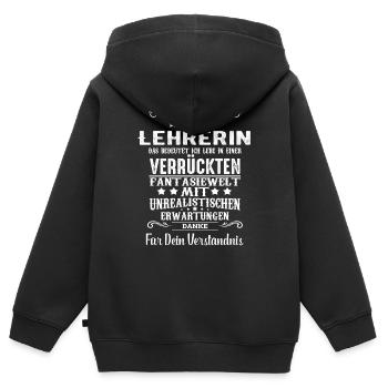 ich bin eine Lehrerin - Kinder Premium Organic Zip Hoodie - Schwarz - Hinten - AI Model Kid Male (0cm)