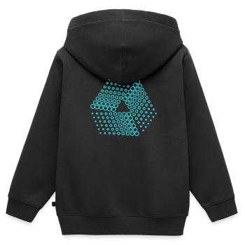 des points abstraits - Sweat Premium à capuche zippé enfant bio - noir - Dos - AI Model Kid Male (0cm)