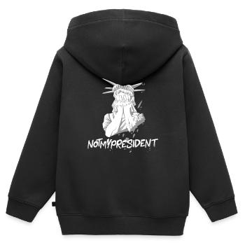 Nicht mein Präsidenten Funny Anti  Femenist - Kinder Premium Organic Zip Hoodie - Schwarz - Hinten - AI Model Kid Male (0cm)