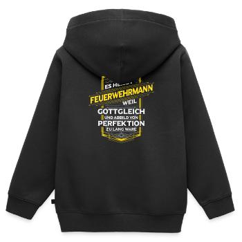 Feuerwehrmann - Kinder Premium Organic Zip Hoodie - Schwarz - Hinten - AI Model Kid Male (0cm)