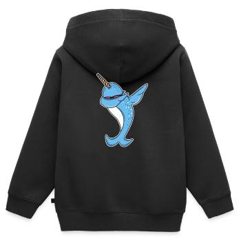 Funny Narwhal Dab - Kids Premium Organic Zip-up Hoodie - black - Back - AI Model Kid Male (0cm)