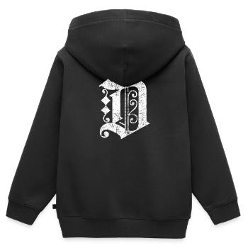 Detroit T Shirt Graphic D Distressed - Kinder Premium Organic Zip Hoodie - Schwarz - Hinten - AI Model Kid Male (0cm)
