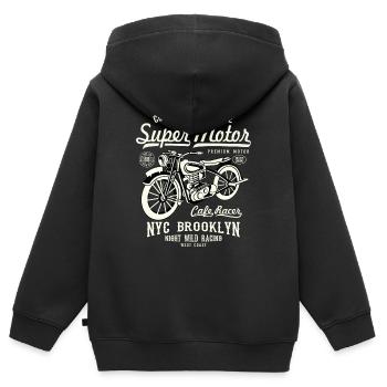 Super Motor - Motorrad - Kinder Premium Organic Zip Hoodie - Schwarz - Hinten - AI Model Kid Male (0cm)