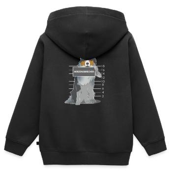 Australian Shepherd Herzensbrecher Hund Geschenk - Kinder Premium Organic Zip Hoodie - Schwarz - Hinten - AI Model Kid Male (0cm)