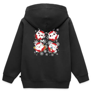 Christmas - gift - cat - cat lover - Kids Premium Organic Zip-up Hoodie - black - Back - AI Model Kid Male (0cm)