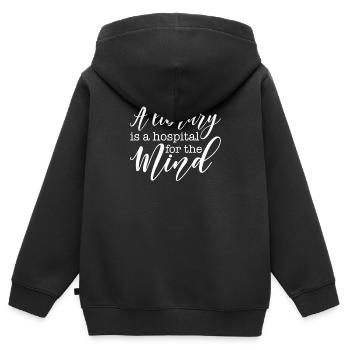 A library is a hospital for the - Kids Premium Organic Zip-up Hoodie - black - Back - AI Model Kid Male (0cm)