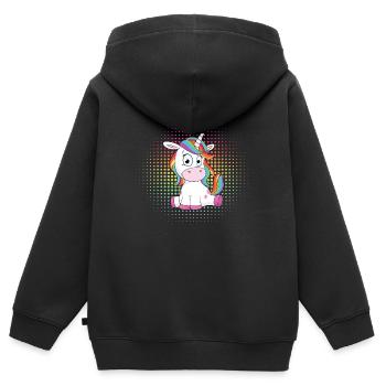 doux Unicorn - Sweat Premium à capuche zippé enfant bio - noir - Dos - AI Model Kid Male (0cm)